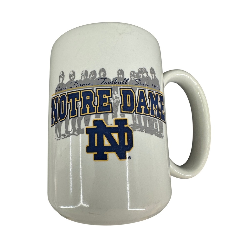 Vintage Notre Dame‎ Fighting Irish Football History Coffee Mug Made in USA White